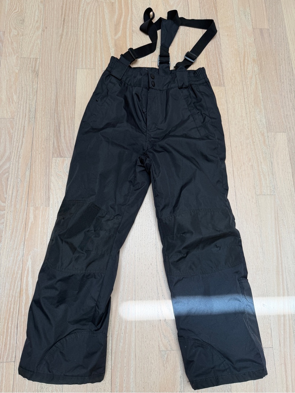 Kids Waterproof Black Snow Overalls with Adjustable Suspenders